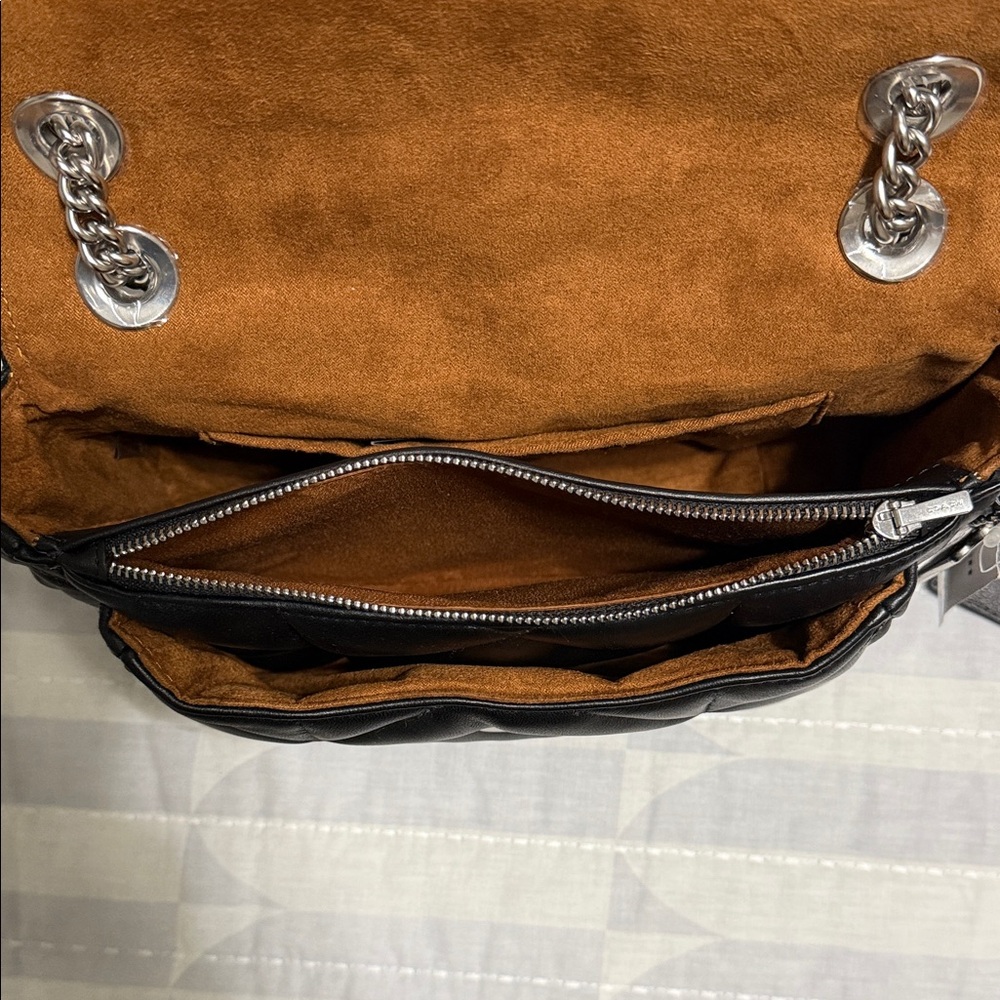 Coach Quilted Black Bag with Silver Chain - Picture 5 of 6